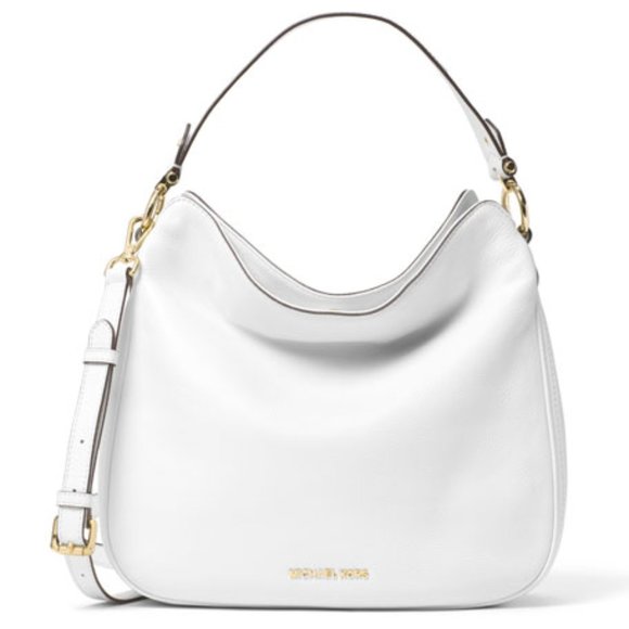 Brand New w/ Tags. MICHAEL Michael Kors Heidi Medium Leather Shoulder Bag. White